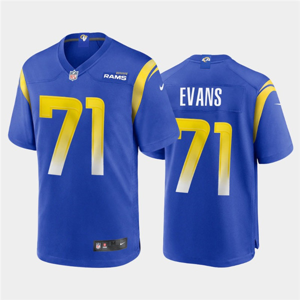 Men's Los Angeles Rams #71 Bobby Evans 2020 Royal Stitched Jersey